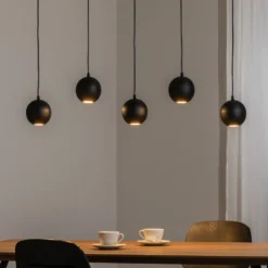 Hängelampe Midway, schwarz, 5-flammig, 105 cm lang, GU10