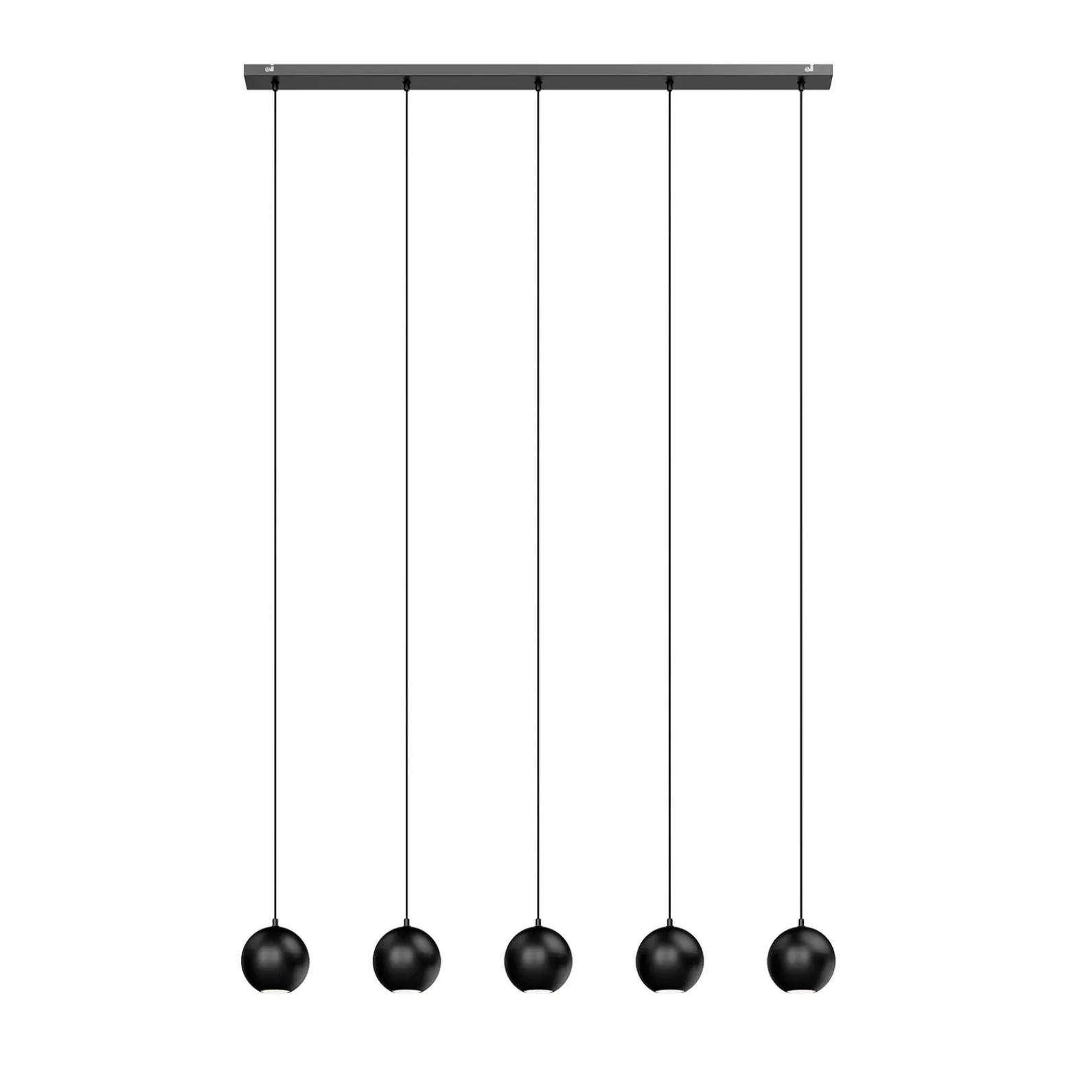Hängelampe Midway, schwarz, 5-flammig, 105 cm lang, GU10