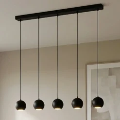 Hängelampe Midway, schwarz, 5-flammig, 105 cm lang, GU10