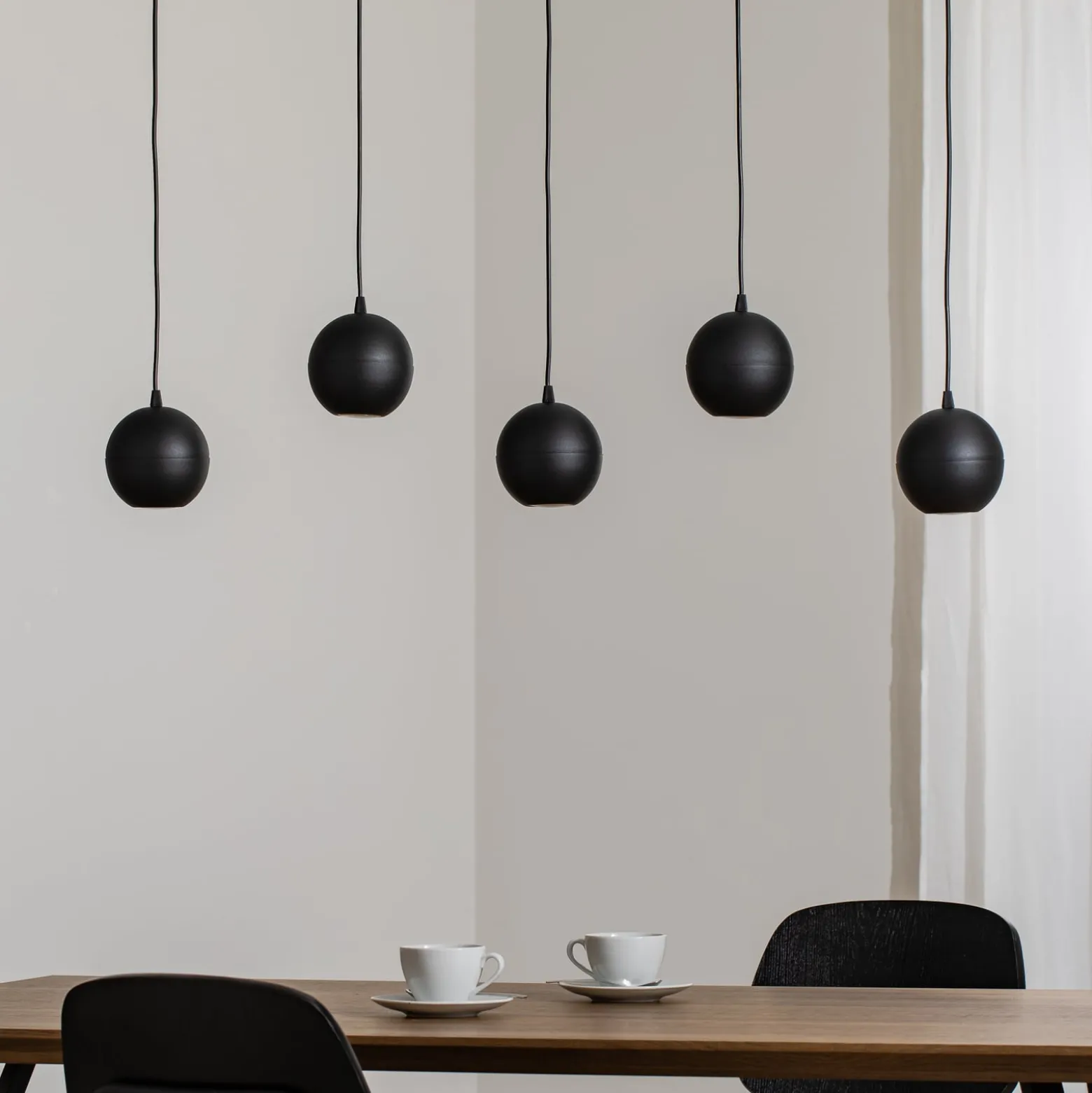 Hängelampe Midway, schwarz, 5-flammig, 105 cm lang, GU10
