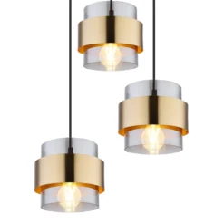 Hängelampe Milley, Ø 45 cm, messingfarben, 3-flg., Metall