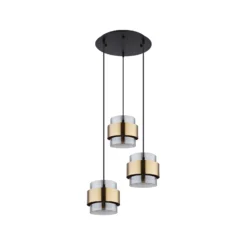 Hängelampe Milley, Ø 45 cm, messingfarben, 3-flg., Metall