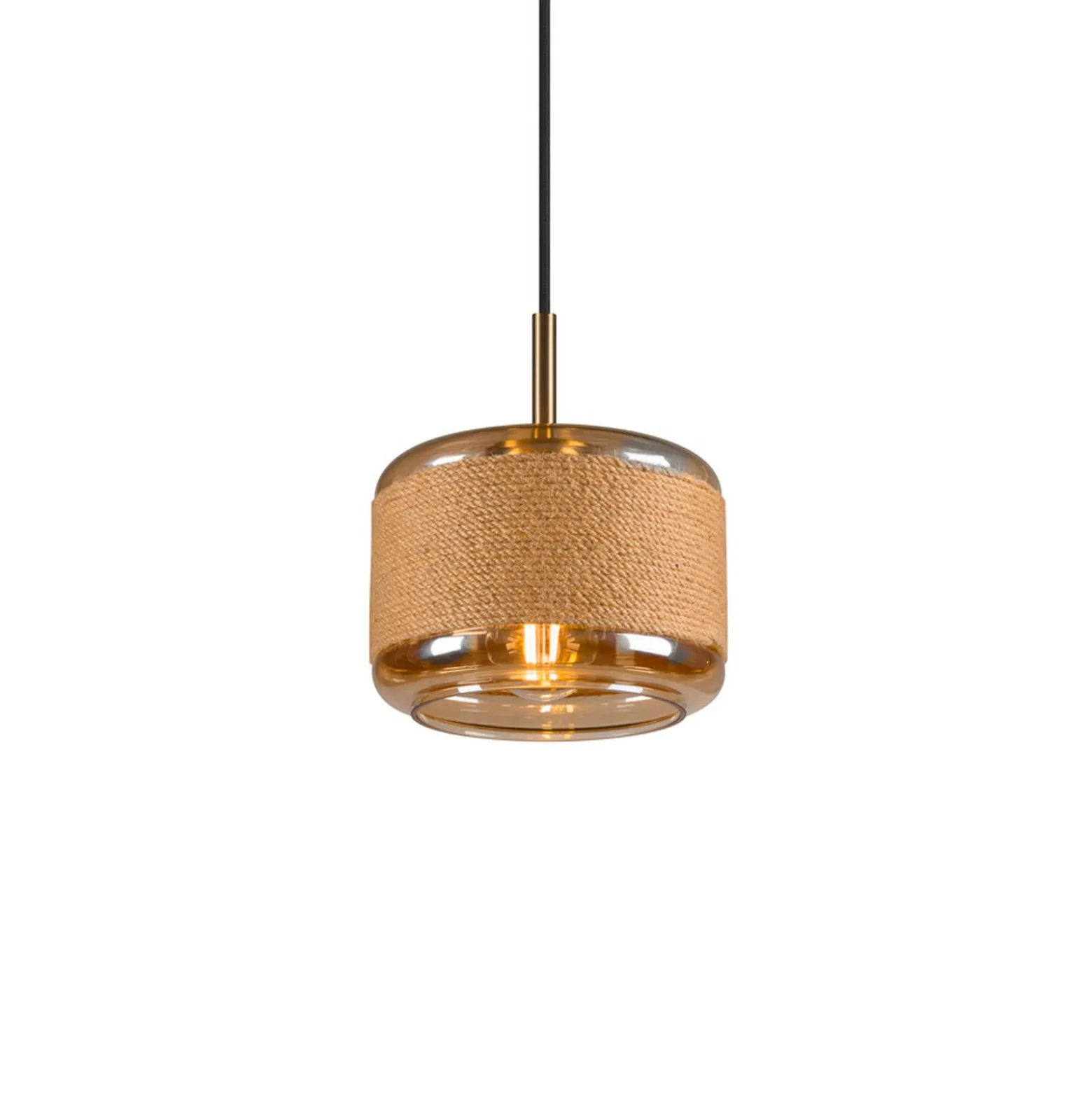 Hängelampe Pantilo Rope 19, braun/amber/gold, Glas, Ø 19 cm