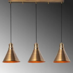 Hängelampe Sivani MR-314, gold antik, Eisen 3-flammig linear