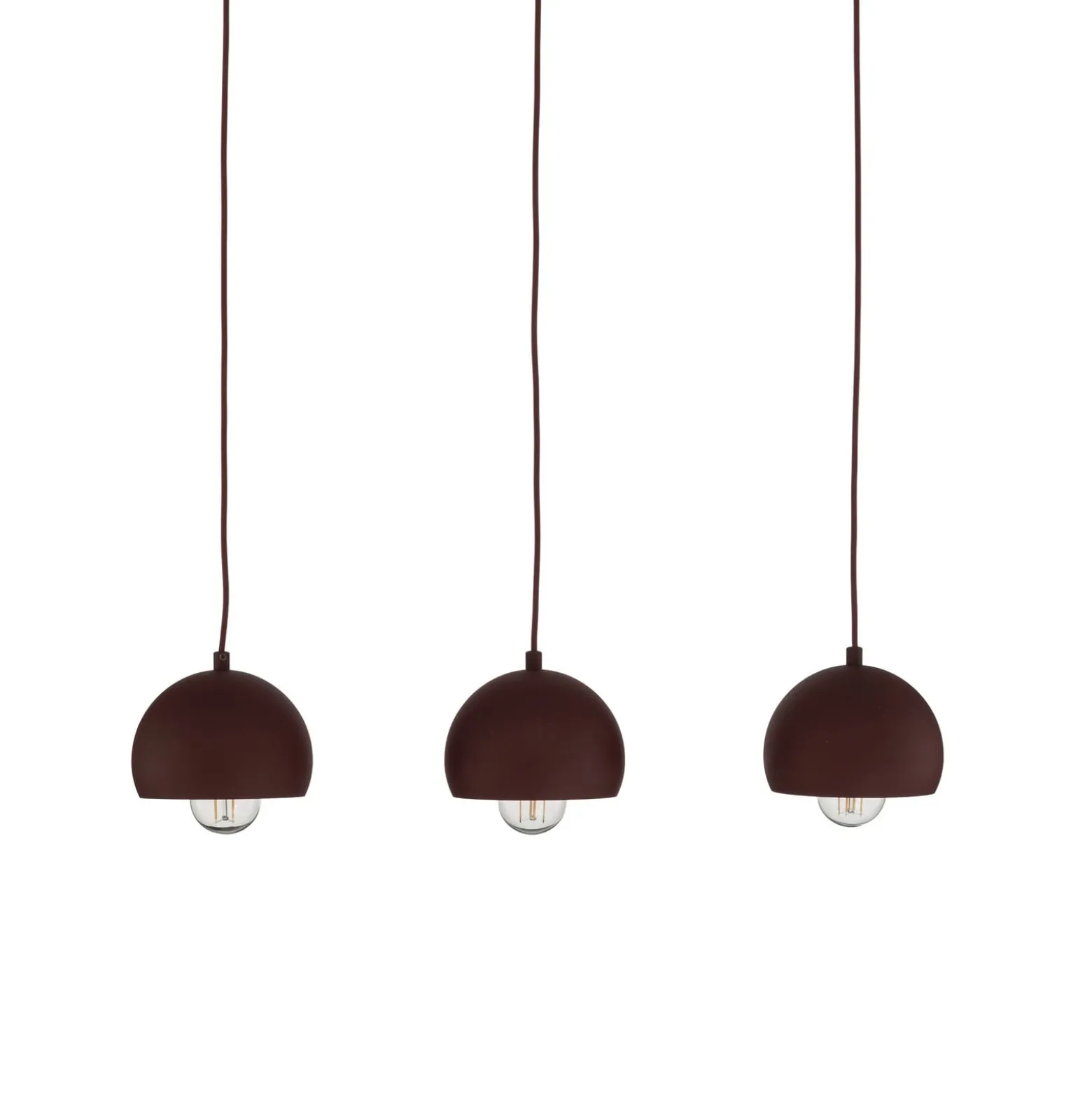 Hängelampe Sool, dunkelrot, Länge 65 cm, 3-flg., Metall, E27