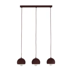 Hängelampe Sool, dunkelrot, Länge 65 cm, 3-flg., Metall, E27