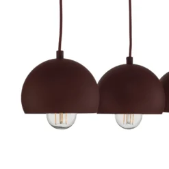 Hängelampe Sool, dunkelrot, Länge 65 cm, 3-flg., Metall, E27