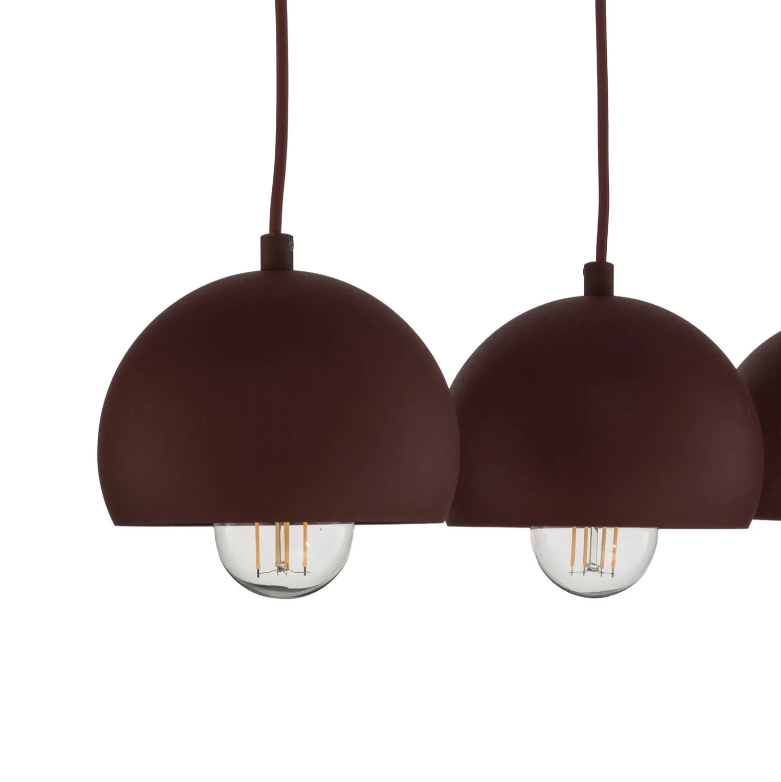 Hängelampe Sool, dunkelrot, Länge 65 cm, 3-flg., Metall, E27