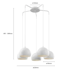 Hängelampe Sool, weiß, Ø 53 cm, 5-flg., Metall, E27