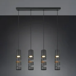 Hängelampe Stream, schwarz Länge 80 cm 4-flammig Metall GU10