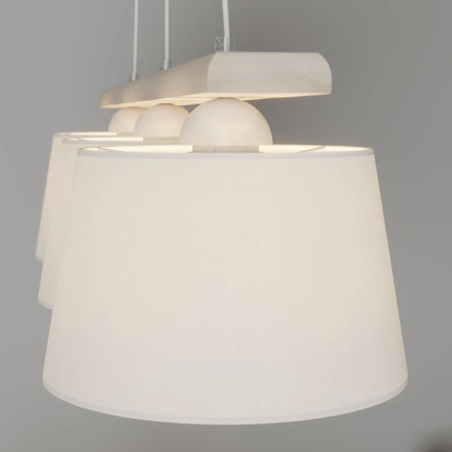 Hängelampe Sweden, altweiß/weiß, Textil, Holz, 3-flammig