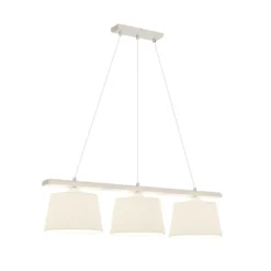 Hängelampe Sweden, altweiß/weiß, Textil, Holz, 3-flammig