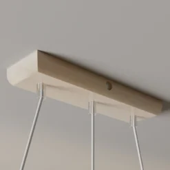 Hängelampe Sweden, altweiß/weiß, Textil, Holz, 3-flammig