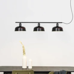 Hängelampe Tatawin, schwarz, Glas, Länge 100 cm, 3-flg.