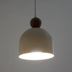 Hängelampe Timon, taupe/beige, Ø 17 cm, Metall