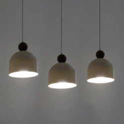 Hängelampe Timon, taupe/beige, Länge 60 cm, Metall, 3-flg.