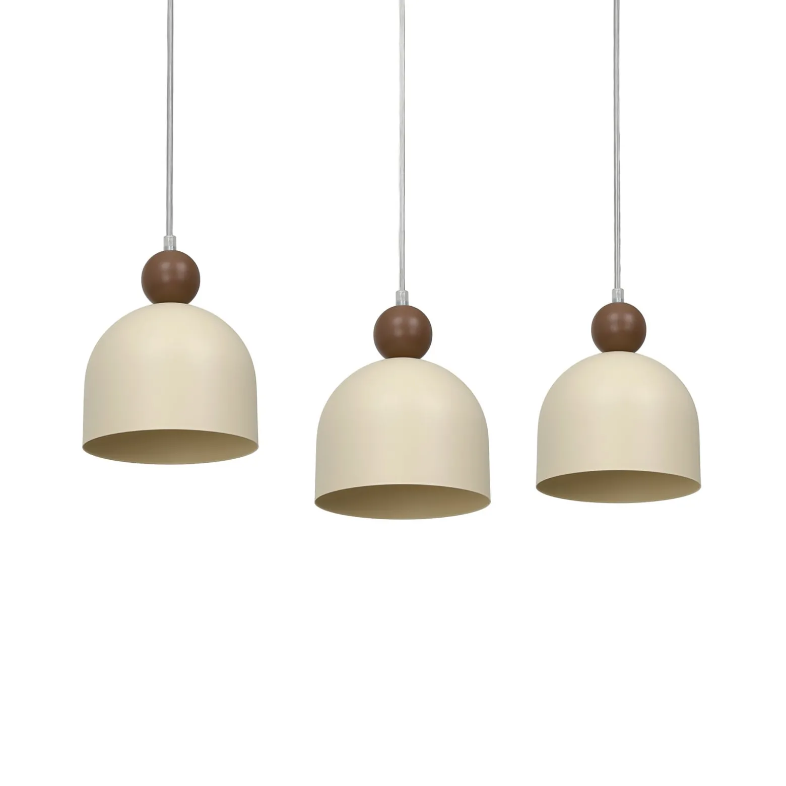 Hängelampe Timon, taupe/beige, Länge 60 cm, Metall, 3-flg.