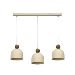 Hängelampe Timon, taupe/beige, Länge 60 cm, Metall, 3-flg.