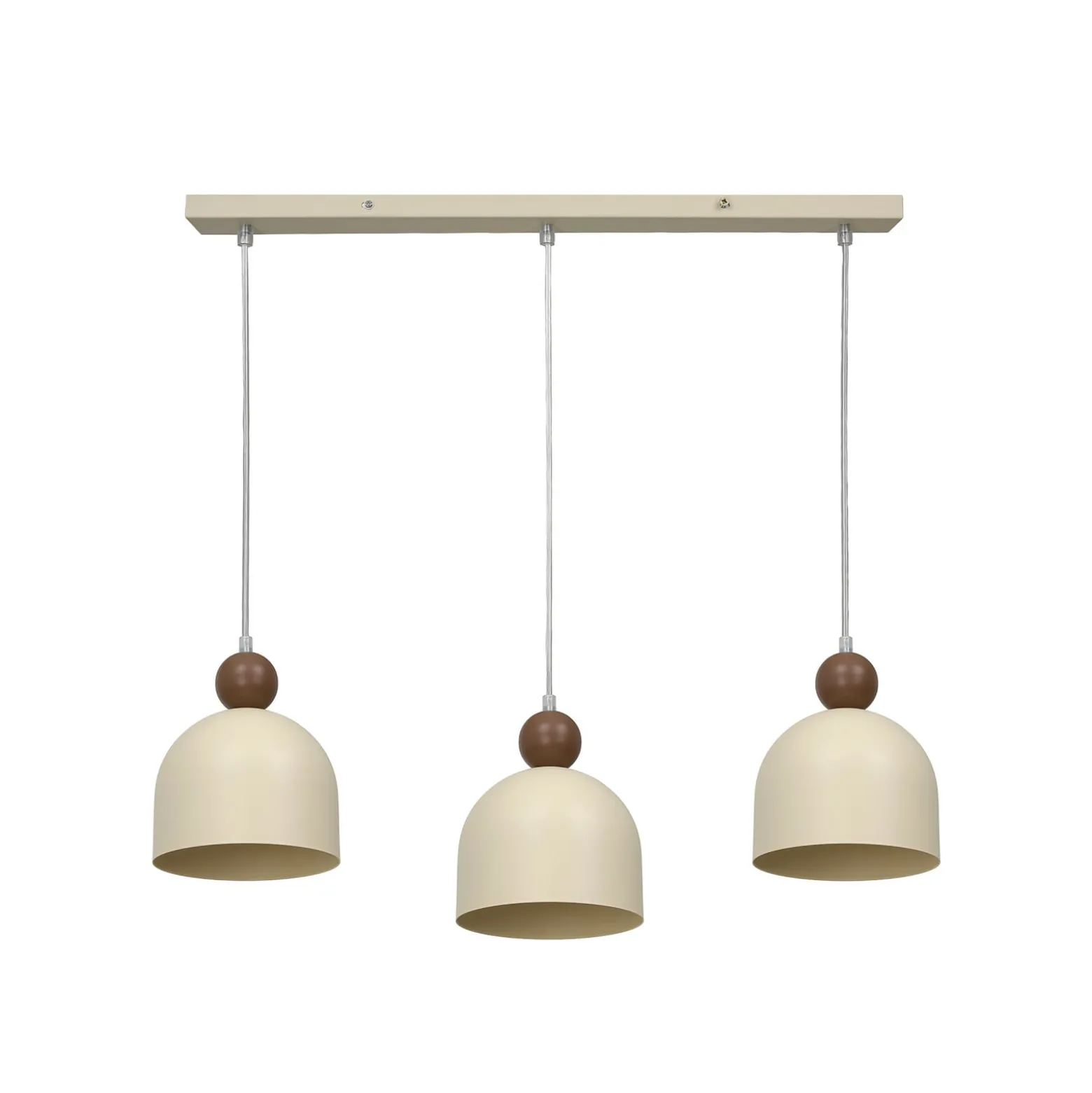Hängelampe Timon, taupe/beige, Länge 60 cm, Metall, 3-flg.