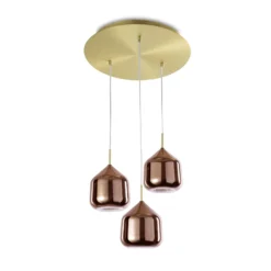 Hängelampe X-Ray kupferfarben/goldfarben 3-flammig rund Glas