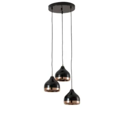 Hängelampe Yildo 6871 3-flg Rondell schwarz/kupfer