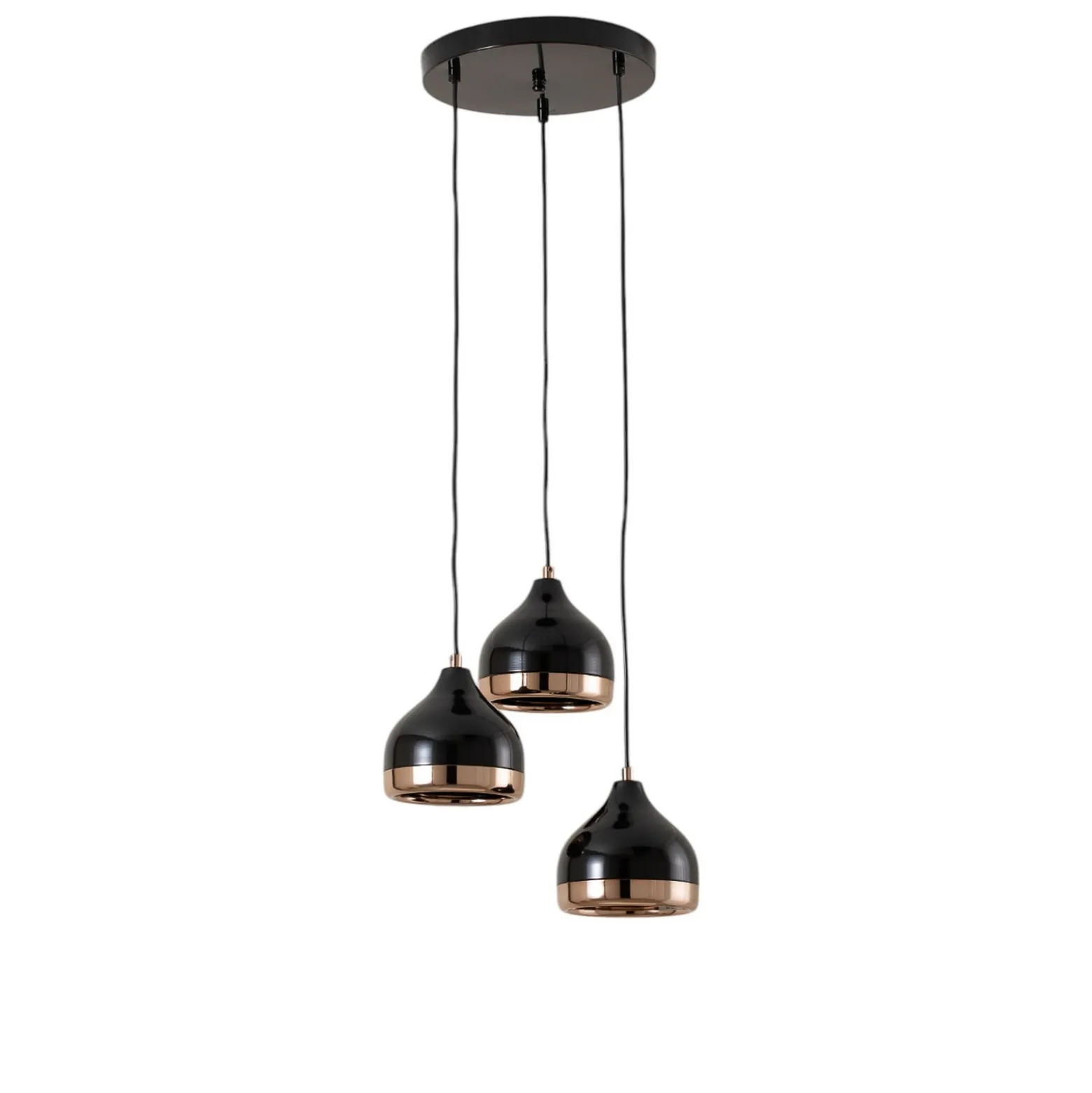 Hängelampe Yildo 6871 3-flg Rondell schwarz/kupfer