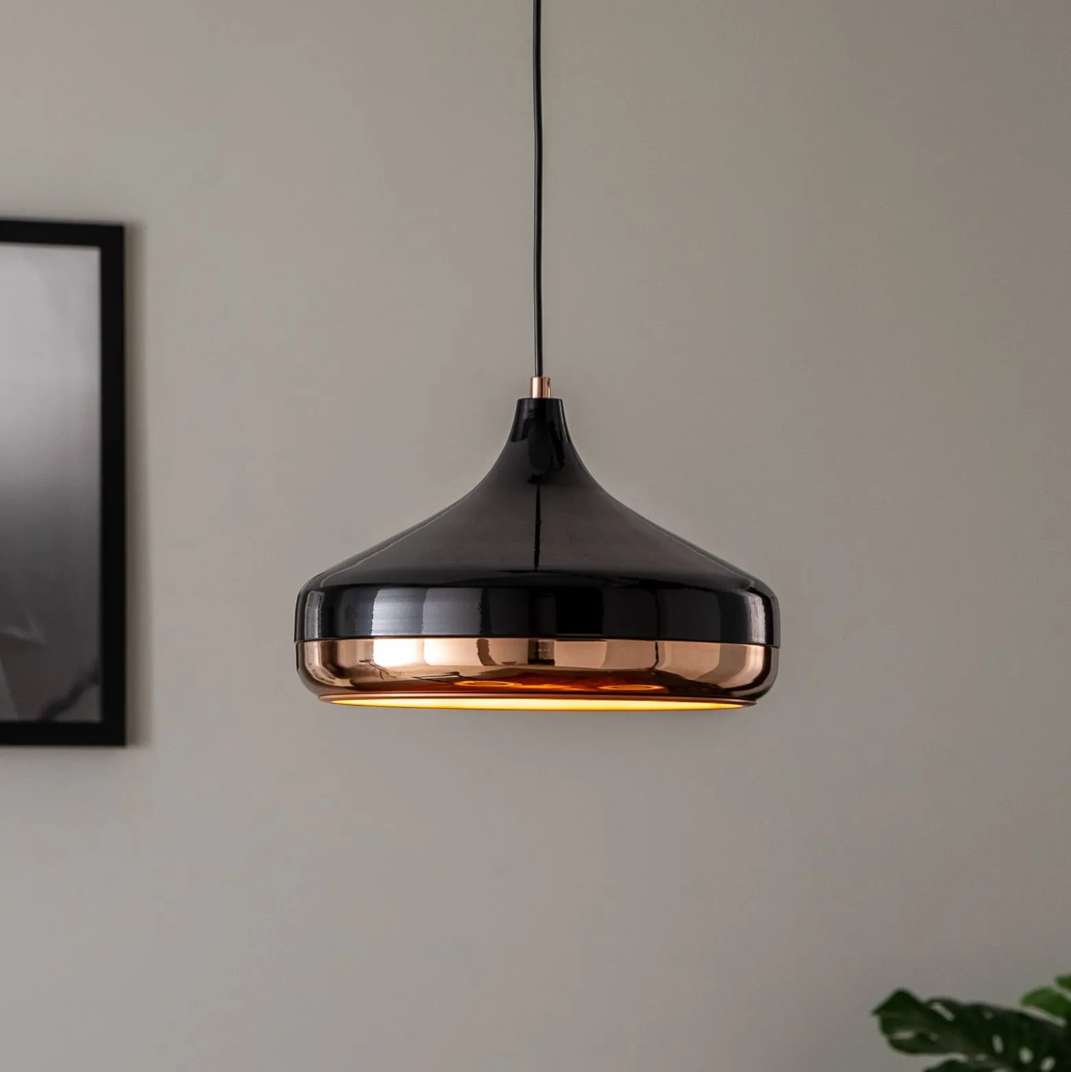 Hängelampe Yildo 253-S 1-flg. Ø36cm schwarz/kupfer