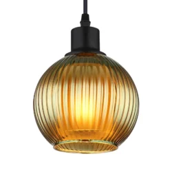 Hängelampe Zumba, grün/bronze/petrol, 90 cm, 4flg., Glas