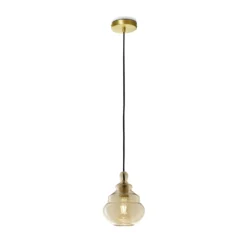 Hängeleuchte Adone, bernstein, Glas, Ø 19 cm, einflammig