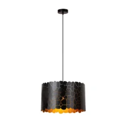 Hängeleuchte Almelo, 1-flammig, schwarz/gold, Metall