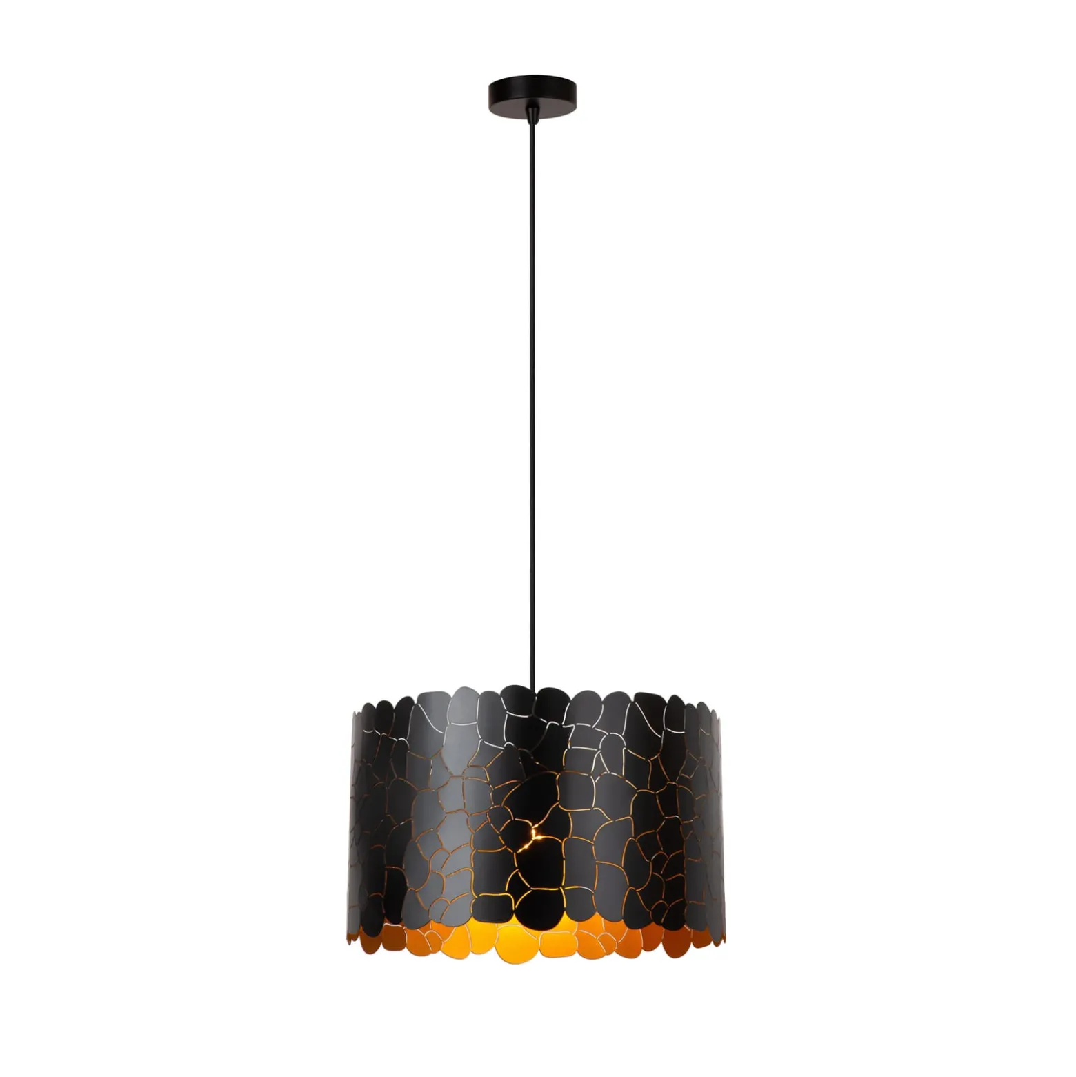 Hängeleuchte Almelo, 1-flammig, schwarz/gold, Metall