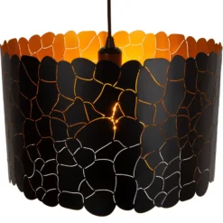 Hängeleuchte Almelo, 1-flammig, schwarz/gold, Metall