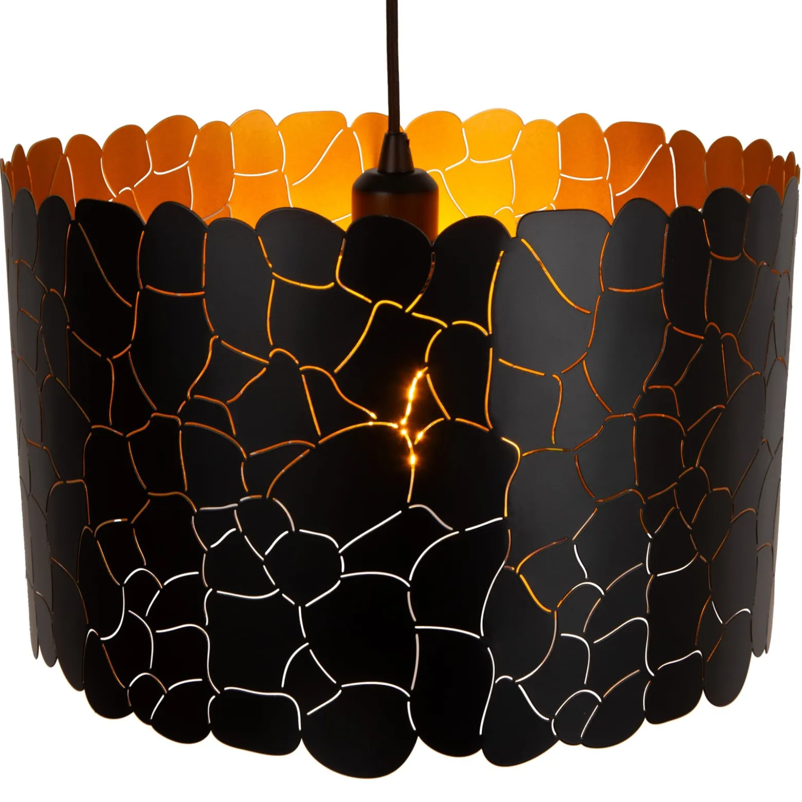 Hängeleuchte Almelo, 1-flammig, schwarz/gold, Metall
