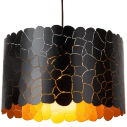 Hängeleuchte Almelo, 1-flammig, schwarz/gold, Metall