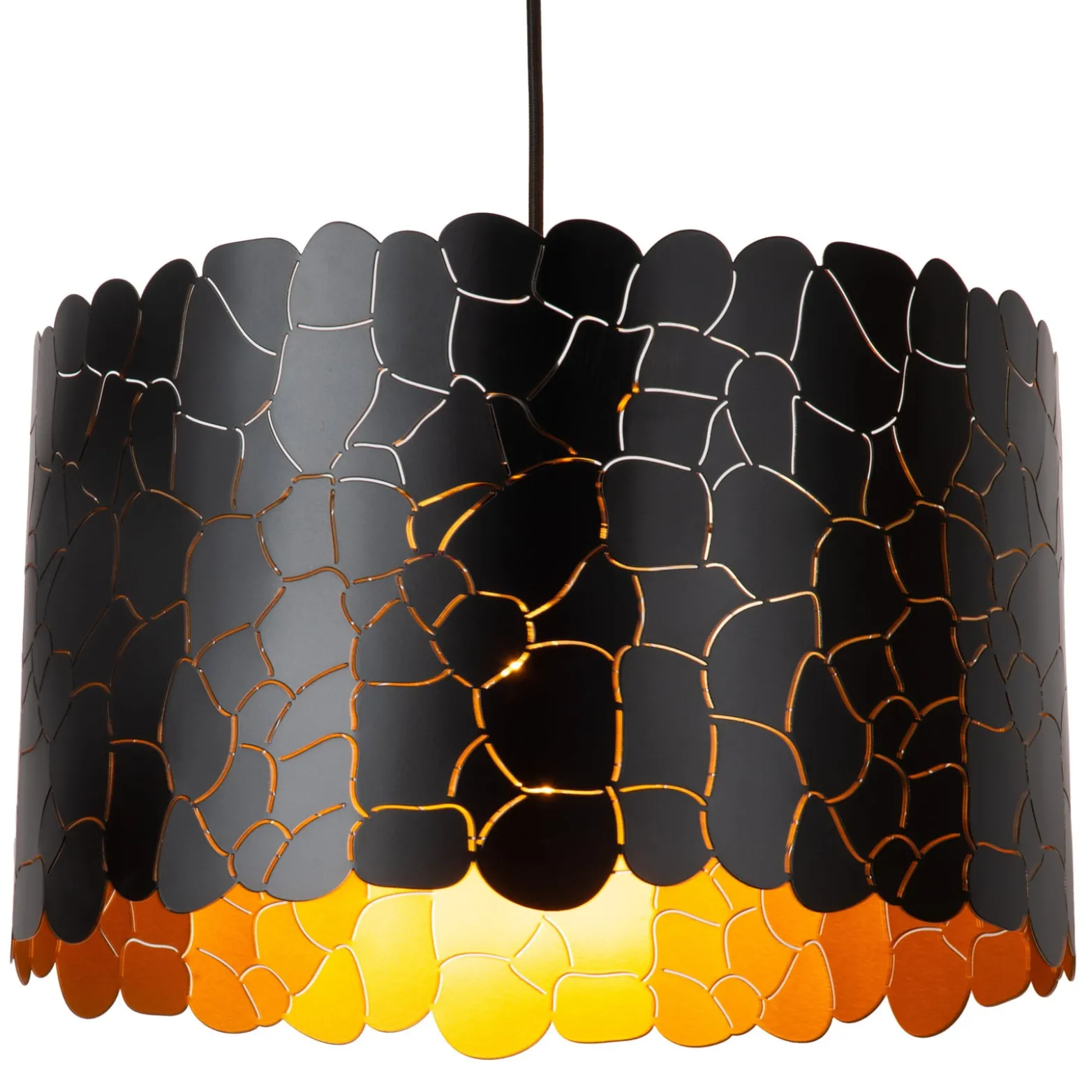 Hängeleuchte Almelo, 1-flammig, schwarz/gold, Metall