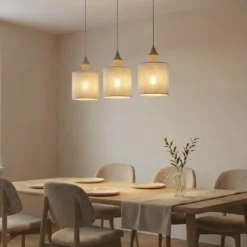 Hängeleuchte Amura, 3-flammig, 105 cm lang, beige/sand, E27