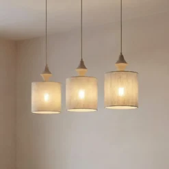 Hängeleuchte Amura, 3-flammig, 105 cm lang, beige/sand, E27