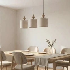 Hängeleuchte Amura, 3-flammig, 105 cm lang, beige/sand, E27