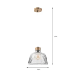 Hängeleuchte Asta, Eichenholz/Glas, Ø 28 cm, E27