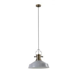 Hängeleuchte Augusta, grau, Ø 40 cm, Metall, E27, Vintage