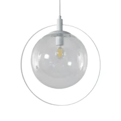 Hängeleuchte Aura, weiß, Metall, Glas, klar, E27