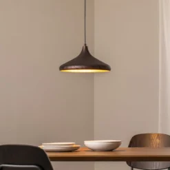 Hängeleuchte Barek, schwarz/gold, Ø 34 cm, Metall, E27