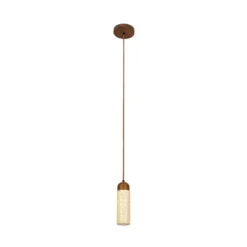 Hängeleuchte 25417, beige, Ø 7 cm, Stein/Holz, GU10