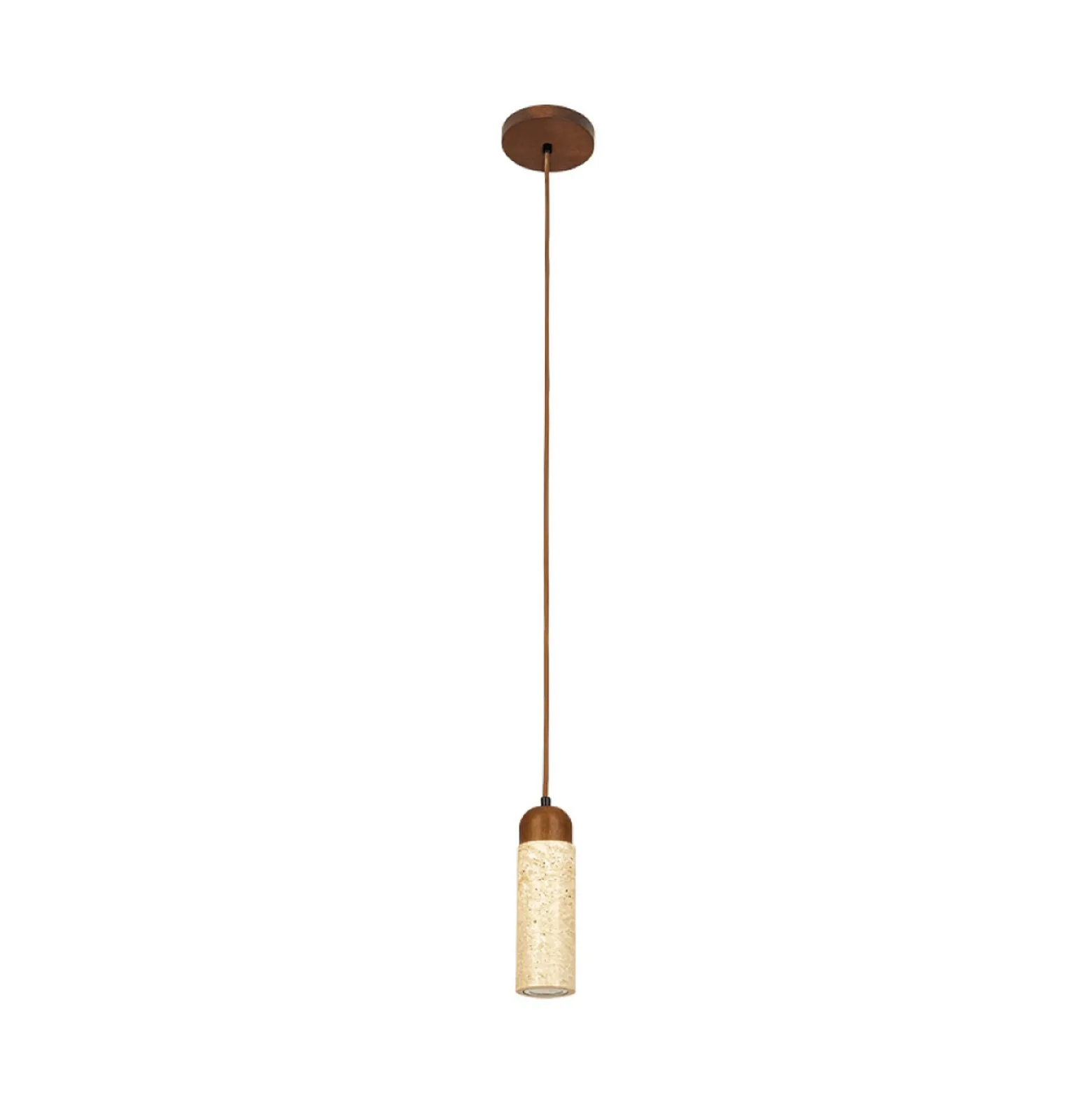 Hängeleuchte 25417, beige, Ø 7 cm, Stein/Holz, GU10