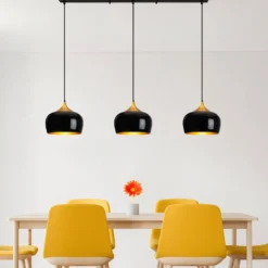 Hängeleuchte Berceste, schwarz, 3-flammig, Länge 140 cm