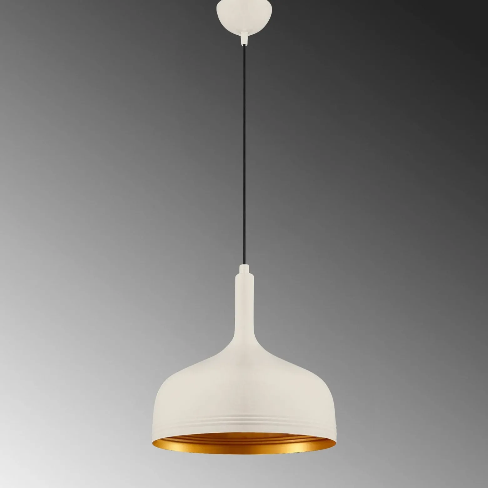 Hängeleuchte Berceste 187-S, weiß/gold, Metall, Ø 30 cm
