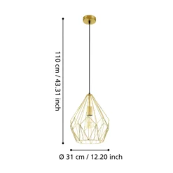 Hängeleuchte Carlton mit Käfigschirm, gold Ø 31cm