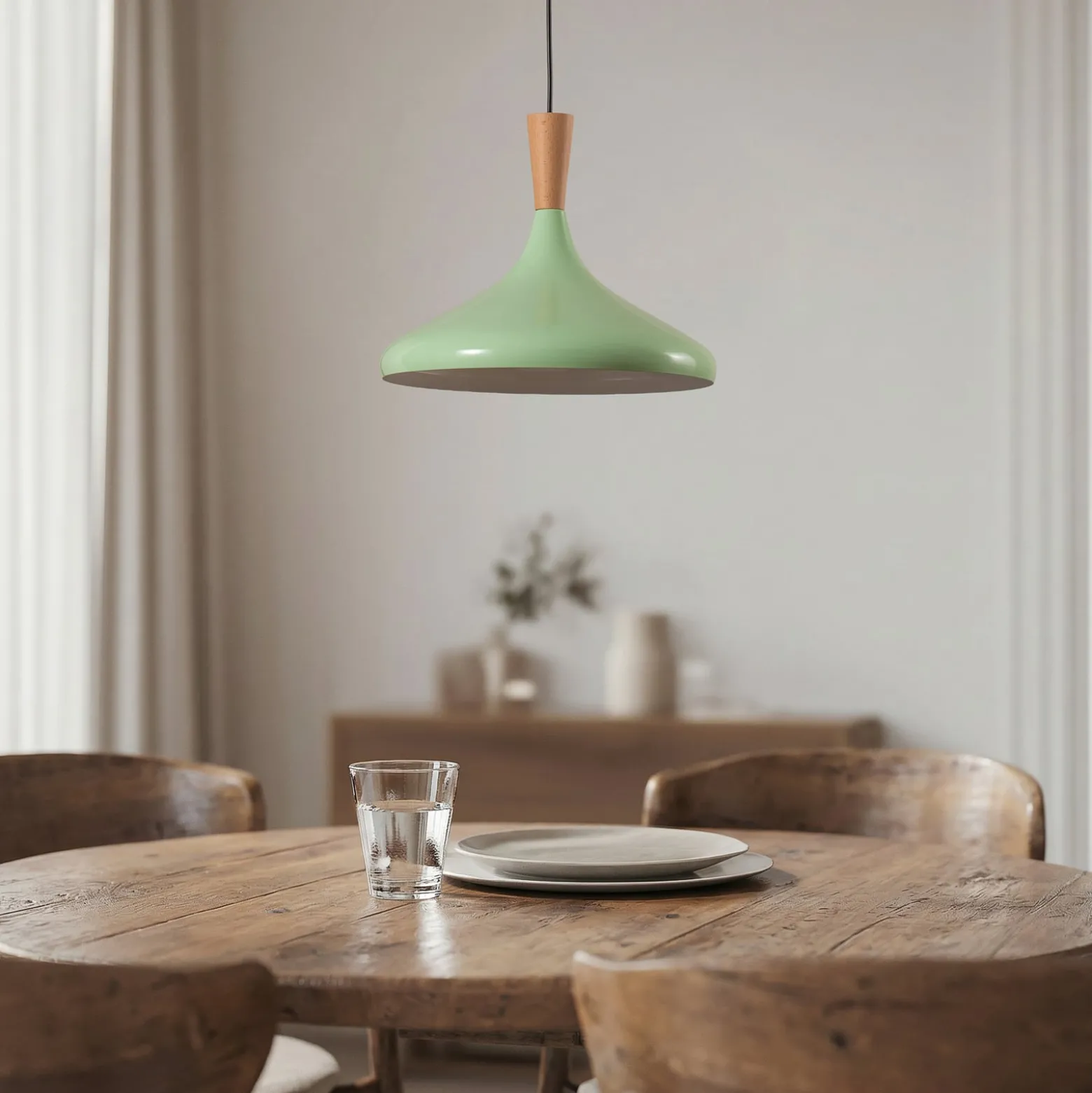 Hängeleuchte Chris, mintgrün/weiß, Ø 35 cm, Metall