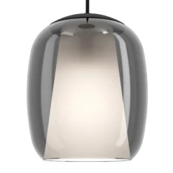 Hängeleuchte Ciampino, schwarz/grau, 4-flg., Glas