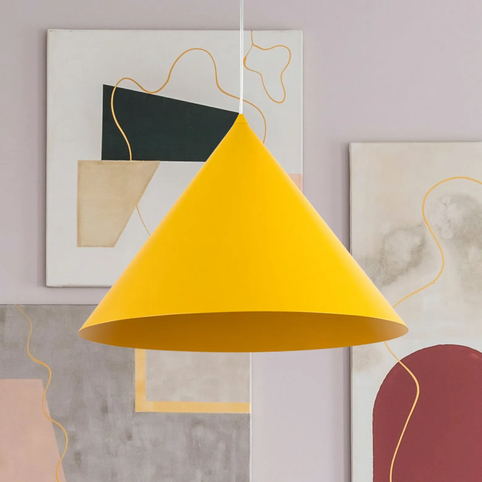 Hängeleuchte Cono, 1-flammig, Ø 50 cm, gelb, E27